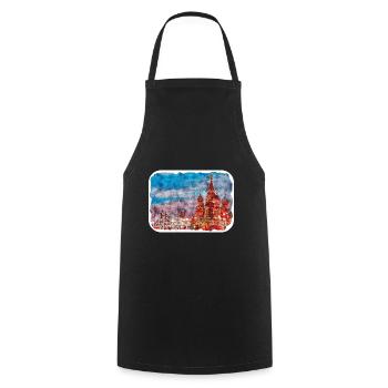 Moscou Russie Aquarelle Esquisse Dessinée Peinture - Tablier de cuisine - noir - Devant - AI Model Male 185 dark (185cm)