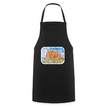 Thaïlande Aquarelle Esquisse Dessinée à la Main Illustration - Tablier de cuisine - noir - Devant - AI Model Male 185 dark (185cm)
