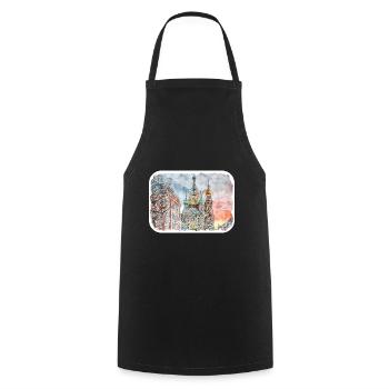 St. Petersburg Russland Aquarellskizze gezeichnet Drawi - Kochschürze - Schwarz - Vorne - AI Model Male 185 dark (185cm)