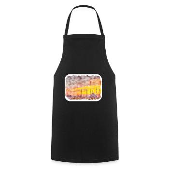 Istanbul Turkey Watercolor Sketch Illustration - Cooking Apron - black - Front - AI Model Male 185 dark (185cm)