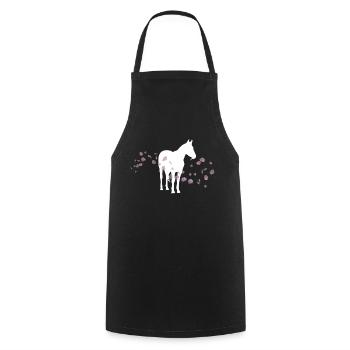 Cheval fleur de cerisier / équitation - Tablier de cuisine - noir - Devant - AI Model Male 185 dark (185cm)