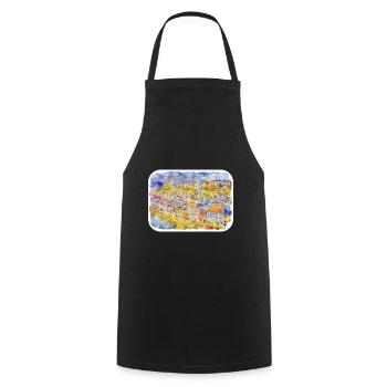 Allemagne Aquarelle Esquisse Dessinée à la main Illustration - Tablier de cuisine - noir - Devant - AI Model Male 185 dark (185cm)
