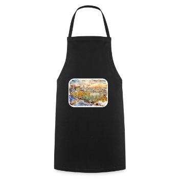 Singapour Aquarelle Esquisse Dessinée à la Main Peinture - Tablier de cuisine - noir - Devant - AI Model Male 185 dark (185cm)