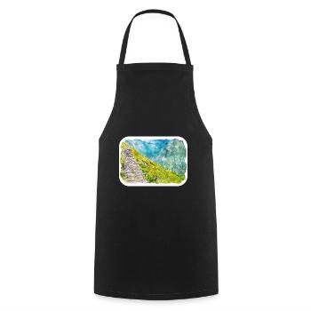 Pologne Repère Aquarelle Esquisse Dessin de peinture - Tablier de cuisine - noir - Devant - AI Model Male 185 dark (185cm)