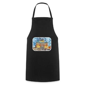 Québec Canada Aquarelle Dessin Dessin Illustration - Tablier de cuisine - noir - Devant - AI Model Male 185 dark (185cm)