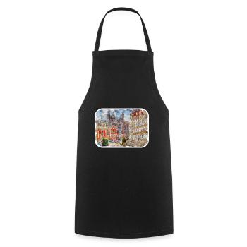 Pologne Repère Aquarelle Esquisse Dessin de peinture - Tablier de cuisine - noir - Devant - AI Model Male 185 dark (185cm)
