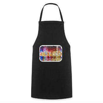 China Watercolor Sketch Hand Drawn Illustration - Cooking Apron - black - Front - AI Model Male 185 dark (185cm)