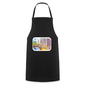 Pays-Bas Aquarelle Esquisse Dessinée Illustration - Tablier de cuisine - noir - Devant - AI Model Male 185 dark (185cm)