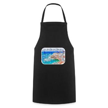 Spain Watercolor Sketch Hand Drawn Illustration - Cooking Apron - black - Front - AI Model Male 185 dark (185cm)
