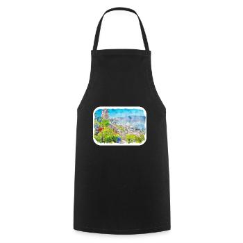 Québec Canada Aquarelle Dessin Dessin Illustration - Tablier de cuisine - noir - Devant - AI Model Male 185 dark (185cm)