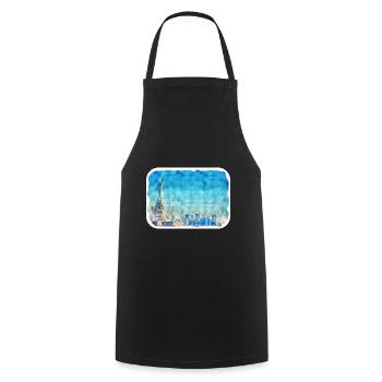 New York Usa Watercolor Sketch Drawing - Cooking Apron - black - Front - AI Model Male 185 dark (185cm)