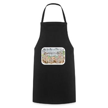 China Watercolor Sketch Hand Drawn Illustration - Cooking Apron - black - Front - AI Model Male 185 dark (185cm)