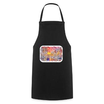 Amsterdam Netherlands Watercolor Sketch Drawn Pain - Cooking Apron - black - Front - AI Model Male 185 dark (185cm)
