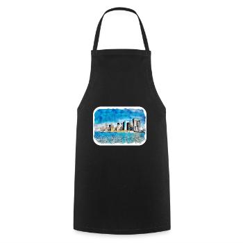 New York Usa Watercolor Sketch Drawing - Cooking Apron - black - Front - AI Model Male 185 dark (185cm)