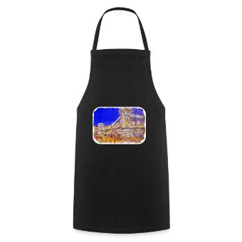 Budapest Ungarn Aquarell Skizze Illustration - Kochschürze - Schwarz - Vorne - AI Model Male 185 dark (185cm)
