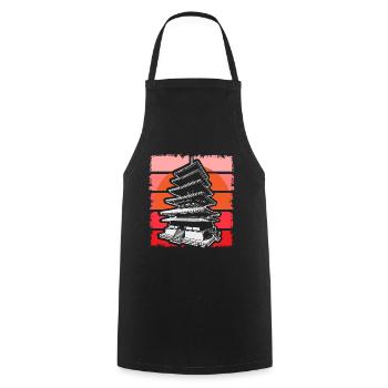 Japan Samurai Flag Gift Idea - Cooking Apron - black - Front - AI Model Male 185 dark (185cm)