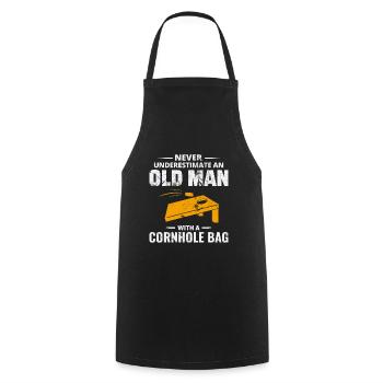 Cornhole Granndpa Bean Bag Toss Game Fathers day - Cooking Apron - black - Front - AI Model Male 185 dark (185cm)