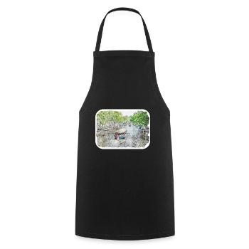 Amsterdam Pays-Bas Aquarelle Dessin d’esquisse - Tablier de cuisine - noir - Devant - AI Model Male 185 dark (185cm)