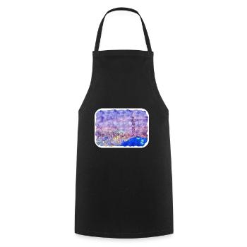 China Watercolor Sketch Hand Drawn Illustration - Cooking Apron - black - Front - AI Model Male 185 dark (185cm)