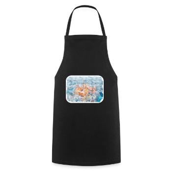 Lithuania Landmark Watercolor Sketch Illustration - Cooking Apron - black - Front - AI Model Male 185 dark (185cm)