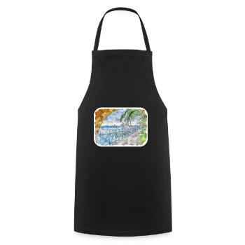 Australie Aquarelle Esquisse Dessinée à la Main Peinture - Tablier de cuisine - noir - Devant - AI Model Male 185 dark (185cm)