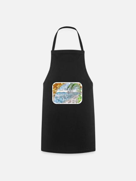 Australie Aquarelle Esquisse Dessinée à la Main Peinture - Tablier de cuisine - noir