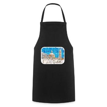 Italy Watercolor Sketch Hand Drawn Illustration - Cooking Apron - black - Front - AI Model Male 185 dark (185cm)