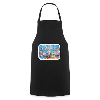 Uk Landmark Watercolor Sketch Painting Illustratio - Cooking Apron - black - Front - AI Model Male 185 dark (185cm)