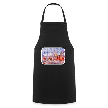 Italy Watercolor Sketch Hand Drawn Illustration - Cooking Apron - black - Front - AI Model Male 185 dark (185cm)