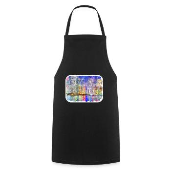 Dubai Uae Watercolor Sketch Hand Drawn Painting - Cooking Apron - black - Front - AI Model Male 185 dark (185cm)