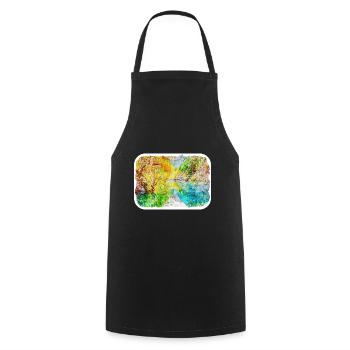 China Watercolor Sketch Hand Drawn Illustration - Cooking Apron - black - Front - AI Model Male 185 dark (185cm)