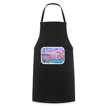 California Usa Watercolor Sketch Illustration - Cooking Apron - black - Front - AI Model Male 185 dark (185cm)