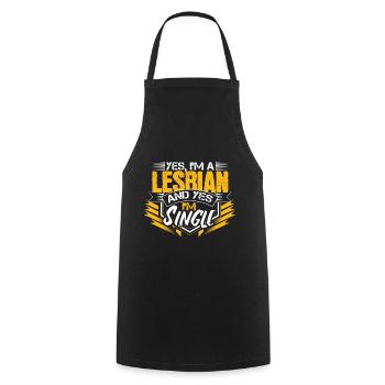 Lesbisch Single Homosexuell Geschenkidee - Kochschürze - Schwarz - Vorne - AI Model Male 185 dark (185cm)