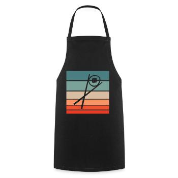 Sushi Baguettes Saké Maki Retro Style Vintage - Tablier de cuisine - noir - Devant - AI Model Male 185 dark (185cm)