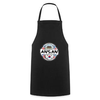 Ansan Südkorea Flagge Abzeichen Reise Souvenir Briefmarke - Kochschürze - Schwarz - Vorne - AI Model Male 185 dark (185cm)
