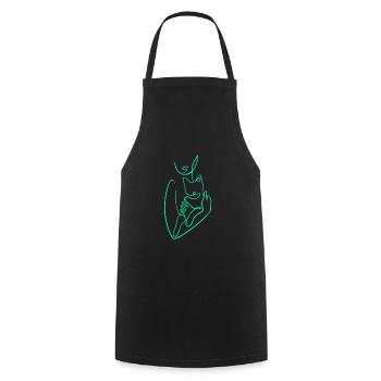 Single line cat love - Cooking Apron - black - Front - AI Model Male 185 dark (185cm)
