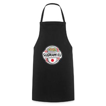 Suginami ku Japon Drapeau Badge Voyage Souvenir Timbre - Tablier de cuisine - noir - Devant - AI Model Male 185 dark (185cm)