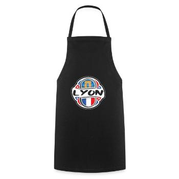 Lyon France Drapeau Badge Voyage Souvenir Timbre - Tablier de cuisine - noir - Devant - AI Model Male 185 dark (185cm)