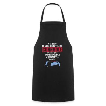 Cornhole Bean Bag Toss Outdoor Lawn Game Funny - Cooking Apron - black - Front - AI Model Male 185 dark (185cm)