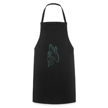 Tête de loup one line - Tablier de cuisine - noir - Devant - AI Model Male 185 dark (185cm)