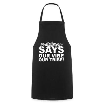 mutinyz says white logo - Cooking Apron - black - Front - AI Model Male 185 dark (185cm)