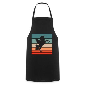 Einhorn Retro Style Vintage - Kochschürze - Schwarz - Vorne - AI Model Male 185 dark (185cm)