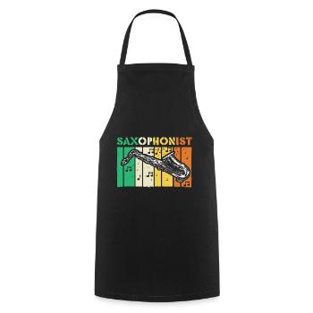 Saxophone Jazz Cadeau - Tablier de cuisine - noir - Devant - AI Model Male 185 dark (185cm)