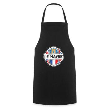 Le Havre France Drapeau Badge Voyage Souvenir Timbre - Tablier de cuisine - noir - Devant - AI Model Male 185 dark (185cm)