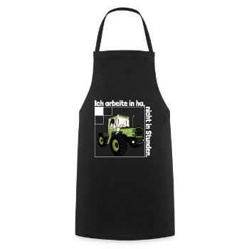 Ich arbeite in Hektar - Lohnarbeit Bauer MB Trac - Kochschürze - Schwarz - Vorne - AI Model Male 185 dark (185cm)