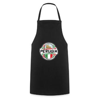 Pérouse Italie Drapeau Badge Voyage Souvenir Timbre - Tablier de cuisine - noir - Devant - AI Model Male 185 dark (185cm)