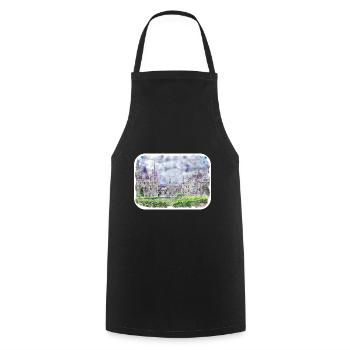 Pologne Repère Aquarelle Esquisse Dessin de peinture - Tablier de cuisine - noir - Devant - AI Model Male 185 dark (185cm)
