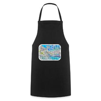 Italy Watercolor Sketch Hand Drawn Illustration - Cooking Apron - black - Front - AI Model Male 185 dark (185cm)