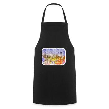 Florida USA Watercolor Sketch Drawn Illustration - Cooking Apron - black - Front - AI Model Male 185 dark (185cm)