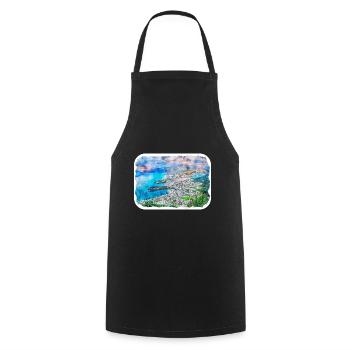 Queenstown Neuseeland Aquarell Skizze Farbe - Kochschürze - Schwarz - Vorne - AI Model Male 185 dark (185cm)